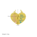 Two-piece gold heart puzzle pendant with Sun and Moon engravings for sisters - Sisters Quote Heart Pendant Only (Without Chain)
