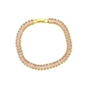 Close-up of 18K gold plated tennis bracelet with pink rectangular cubic zirconia stones - Pink Style (DB260106-B)