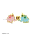 Weight 8.6g pink and blue elephant magnet pendants with red zircon and gold finish - Cartoon Elephant Pendant Only (Without Chain)