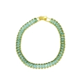 Detail of 18K gold plated bracelet featuring rectangular green and blue cubic zirconia stones - Blue-Green Gradient Style (DB260106-D)