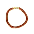 Macro shot of gold plated bracelet with square cut dark red cubic zirconia stones - Dark Red Style (DB260106-C)