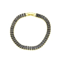 Detail of 18K gold plated bracelet featuring rectangular black zircon stones and folding clasp - Black Style (DB260106-G)