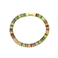 Detail of 18K gold-plated tennis bracelet with baguette-cut rainbow cubic zirconia stones - Rainbow Style (DB260106-H)
