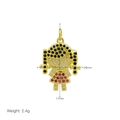 Detailed 18K gold plated cartoon girl pendant with colorful zircon stones and 26mm width - Cartoon Girl Pendant Only (Without Chain) (DN260120-B)