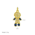 Detailed close-up of 18K gold plated boy pendant with white zircon and blue gems - Cartoon Boy Pendant Only (Without Chain) (DN260120-C)
