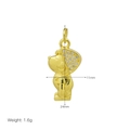 Detail showing dimensions 11x24mm and weight 1.6g of cartoon dog pendant in gold finish - Cartoon Dog Pendant Only (Without Chain) (DN260120-E)