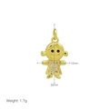 Detailed size view of a girl pendant in 18K gold plated copper with cubic zirconia - Cartoon Girl with Braids Pendant Only (Without Chain) (DN260120-J)