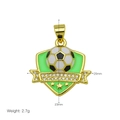 Dettaglio pendente scudo calcio oro 20x23mm con smalto verde e piccole stelle dorate - Stile Calcio Scudo Verde / DN260117-C Ciondolo Solo (Senza Catena)