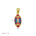 Detail eines 18K vergoldeten Rugby-Anhängers mit farbiger Emaille und Zirkonia - Rosarot Mehrfarbig (DN260109-A Anhänger Ohne Kette)