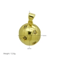 Dettaglio del ciondolo da calcio 3D dorato con zirconi e dimensioni del prodotto - DN260117-N Ciondolo Solo (Senza Catena)