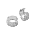 Macro detail of wide silver-tone ear cuffs featuring dense micro-pave cubic zirconia - Silver Wide Style (DE240529-D)