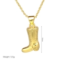 Minimalist 18k gold plated shoe pendant necklace with detailed scroll pattern, weight 5.5g - Western Boot Style (DN240545-C)