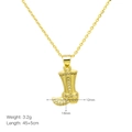 18k gold plated sneaker pendant necklace with sparkling cubic zirconia on link chain - Rhinestone Cowboy Boot Style (DN240545-B)