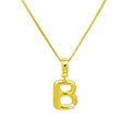 Detailed close-up of golden letter B pendant with a single pearl on a box chain necklace - DN240616-B Pendant Only (Without Chain)