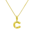 Detail view of gold letter C pendant featuring a white pearl on a fine chain - DN240616-C Pendant Only (Without Chain)