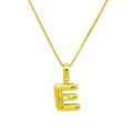 Détail d'un pendentif lettre E doré en 3D orné d'une perle sur une chaîne maille vénitienne - DN240616-E Pendentif Seul (Sans Chaîne)