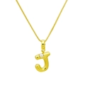 Vue détaillée du collier chaîne dorée avec pendentif lettre J incrusté de perles - DN240616-J Pendentif Seul (Sans Chaîne)