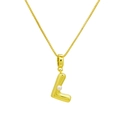 Détail du collier à chaîne box dorée avec pendentif lettre L et petite perle - DN240616-L Pendentif Seul (Sans Chaîne)