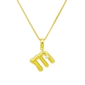 Détail du collier à chaîne box dorée avec pendentif lettre M et perle blanche - DN240616-M Pendentif Seul (Sans Chaîne)