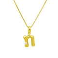 Détail du pendentif lettre N dorée avec perle blanche sur une fine chaîne de collier - DN240616-N Pendentif Seul (Sans Chaîne)