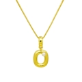Détail du collier lettre O dorée avec finition brillante et petite perle sur chaîne maille - DN240616-O Pendentif Seul (Sans Chaîne)