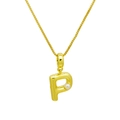 Détail d'un pendentif lettre P doré avec incrustation de perles sur chaîne box - DN240616-P Pendentif Seul (Sans Chaîne)