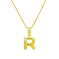 Détail du pendentif lettre R dorée avec perle blanche sur une chaîne maille vénitienne - DN240616-R Pendentif Seul (Sans Chaîne)