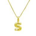 Détail du pendentif lettre S en or 3D avec perle sur une chaîne à mailles vénitiennes - DN240616-S Pendentif Seul (Sans Chaîne)