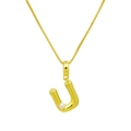Détail du pendentif lettre U doré orné d'une perle blanche sur chaîne box dorée - DN240616-U Pendentif Seul (Sans Chaîne)