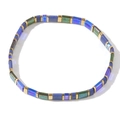 Bohemian Tila bead elastic bracelet with colorful square beads and gold spacers - Multicolor Iridescent Mix (TL-B24042615A)