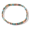 Bohemian Japanese Tila bead stretch bracelet with turquoise and rainbow metallic finish - Light Blue Turquoise Iridescent Mix (TL-B24042619A)