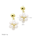 Detailed view of pearl cluster earrings showing dimensions 14mm width and 25mm length - Clustered Pearl Ball (DE240612-B)