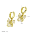 Detailed view of pearl bow earrings showing 13mm width and 29mm height dimensions - Bowknot Pearl Drop (DE240612-C)