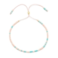 Bracciale regolabile MIYUKI fatto a mano con perline rosa e verde turchese stile boho - Blu rosato