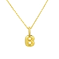 Macro detail of golden 3D bubble letter B pendant necklace with pavé zircon bail - Letter B Pendant Only (Without Chain)