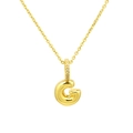 Macro detail of 18K gold bubble letter G pendant with zircon-encrusted bail on thin chain - Letter G Pendant Only (Without Chain)