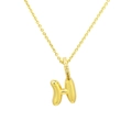 Close-up of a puffy bubble gold letter H pendant necklace with sparkling zircon inlay - Letter H Pendant Only (Without Chain)