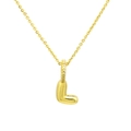Macro view of gold puffy letter L pendant necklace with cubic zirconia paved on bail - Letter L Pendant Only (Without Chain)