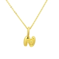 Macro shot of 3D puffy gold-plated letter N pendant with sparkling zircon bail - Letter N Pendant Only (Without Chain)