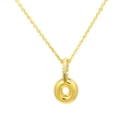 Macro detail of gold-plated pendant showing micro-pave zircon setting and glossy circle charm - Letter O Pendant Only (Without Chain)
