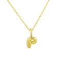 Macro detail of 3D puffy balloon letter P pendant with sparkling pavé cubic zirconia bail - Letter P Pendant Only (Without Chain)
