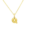 Close-up of golden balloon Q pendant necklace with paved cubic zirconia details - Letter Q Pendant Only (Without Chain)