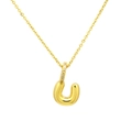 Macro view of golden puffy letter U pendant with shimmering pavé zircon detail - Letter U Pendant Only (Without Chain)