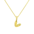 Macro detail of puffy gold balloon letter L pendant with pavé cubic zirconia bail on chain - Letter V Pendant Only (Without Chain)
