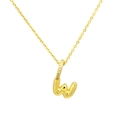 Detailed close-up of 3D bubble letter W pendant necklace with paved zircon stones - Letter W Pendant Only (Without Chain)
