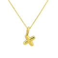 Macro detail of 3D gold-plated bubble letter X pendant necklace with sparkling zirconia - Letter X Pendant Only (Without Chain)