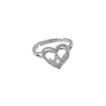 Detailed macro view of silver open heart ring with letter A and zircon stones - Letter A (DR240709-A)