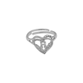 Close-up of S925 sterling silver adjustable ring with crystal heart and H letter detail - Letter H (DR240709-H)