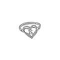 Macro detail of silver heart ring featuring letter K design and pavé cubic zirconia - Letter K (DR240709-K)