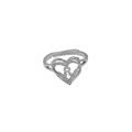 Detail view of heart-shaped ring with letter R inlay and pavé zircon stones - Letter R (DR240709-R)